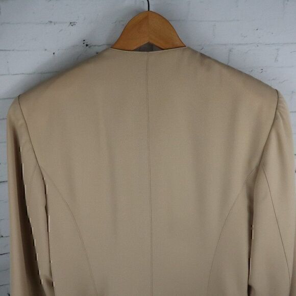 MONDI TAN KHAKI HIDDEN BUTTON DOWN SUIT JACKET BLAZER WOMENS EU SIZE 34 VINTAGE - Picture 10 of 10
